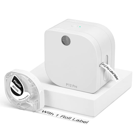 Phomemo P12-Pro Mini étiqueteuse Bluetooth rechargeable par USB, imprimante d'étiquettes pour la maison, le bureau et les petites entreprises, imprimante sans fil pour téléphone iOS et Android..