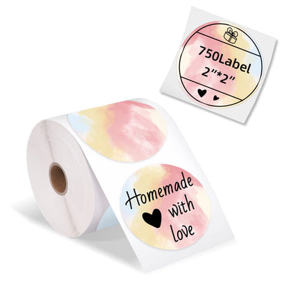 Phomemo 2 Inch Round Thermal Labels, Adhesive Circle Stickers Printer Label, Circular Direct Thermal Printer Label for Thank You Cards, Logo Design, Address, QR Code, 750pcs