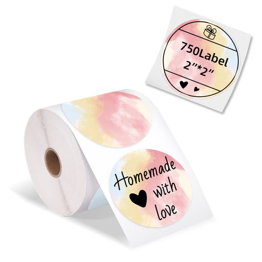 Phomemo 2 Inch Round Thermal Labels, Adhesive Circle Stickers Printer Label, Circular Direct Thermal Printer Label for Thank You Cards, Logo Design, Address, QR Code, 750pcs
