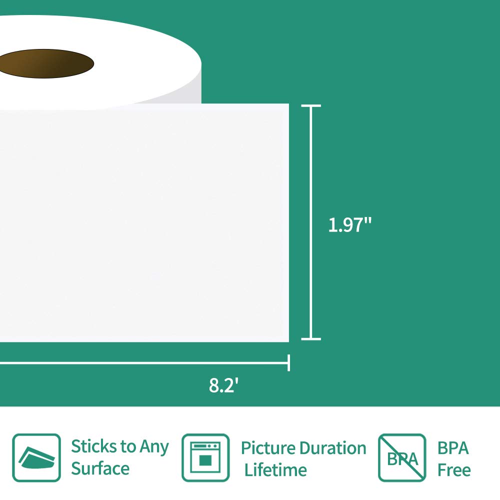 Phomemo Printer Paper Self-Adhesive Thermal Sticker Paper Black on Matt Clear Printable Tape for Phomemo M02 M02S M02 Pro Printer 1.97 Inch x 11.48 Feet (50mm x 3.5m) for Picture Planner Journal