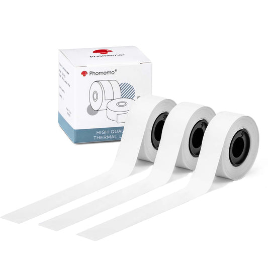 Phomemo Q30/Q31/D30 Continuous Label 1/2''*236 1/8'' (15mm*6m) White Adhesive Thermal Label, 3 Rolls, Wateproof, Oilproof, Strong Adhesion