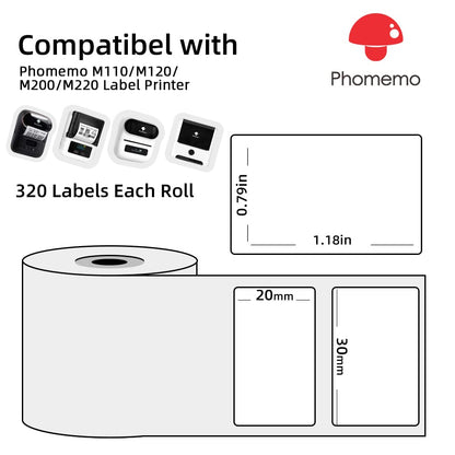 Phomemo 30x20mm auto-adh¨¦sif direct ¨¦tiquettes thermiques imprimante papier d'¨¦tiquettes pour Phomemo M110 Label Maker
