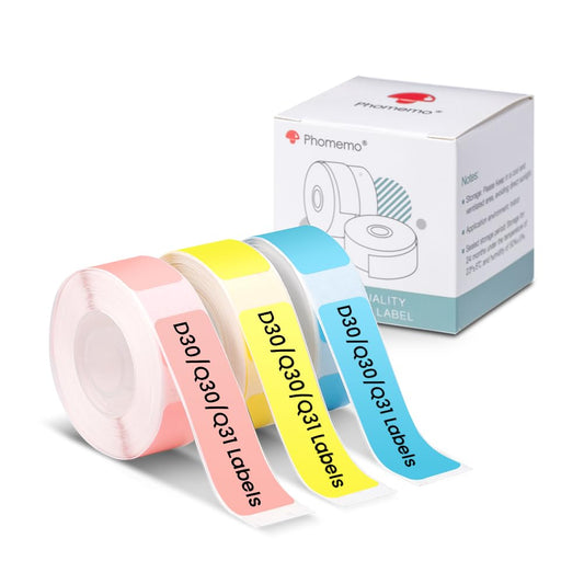 Phomemo Q31/Q30 Etiketten Rosa/Gelb/Blau 14x50mm für Phomemo Q31/Q30S, Kompatibel mit Pokelabel Q30 & Colorwing Q30, Thermo-Etikettenrolle für Q31/Q30/Q30S/Q32 Bluetooth Portable Label Printer