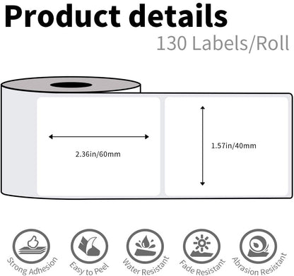 3 Rollen Phomemo M120/M110 Etiketten, 1.57''x 2.36'' (40 x 60 mm) Thermoetikettenpapier f¨¹r Phomemo M120/M110/M200/M220 Etikettendrucker, Wei?es Thermoetikett Papier f¨¹r Barcode, Adresse, Preis