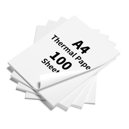Phomemo A4 Thermal Paper - White Quick-Dry Printer Paper, Multipurpose Thermal Paper Compatible for Phomemo M08F, M832, M833 Portable Thermal Printer and Brother PJ762 PJ763, 8.27''x11.69'', 100 Sheets