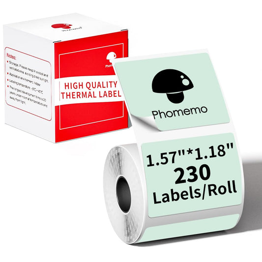 Etichette adesive per etichettatrice Phomemo M110, M120, M200, M220, M221 per stampare prezzo, nome, indirizzo, logo, codice a barre, 40 x 30 mm, colore: verde (1 rotolo)