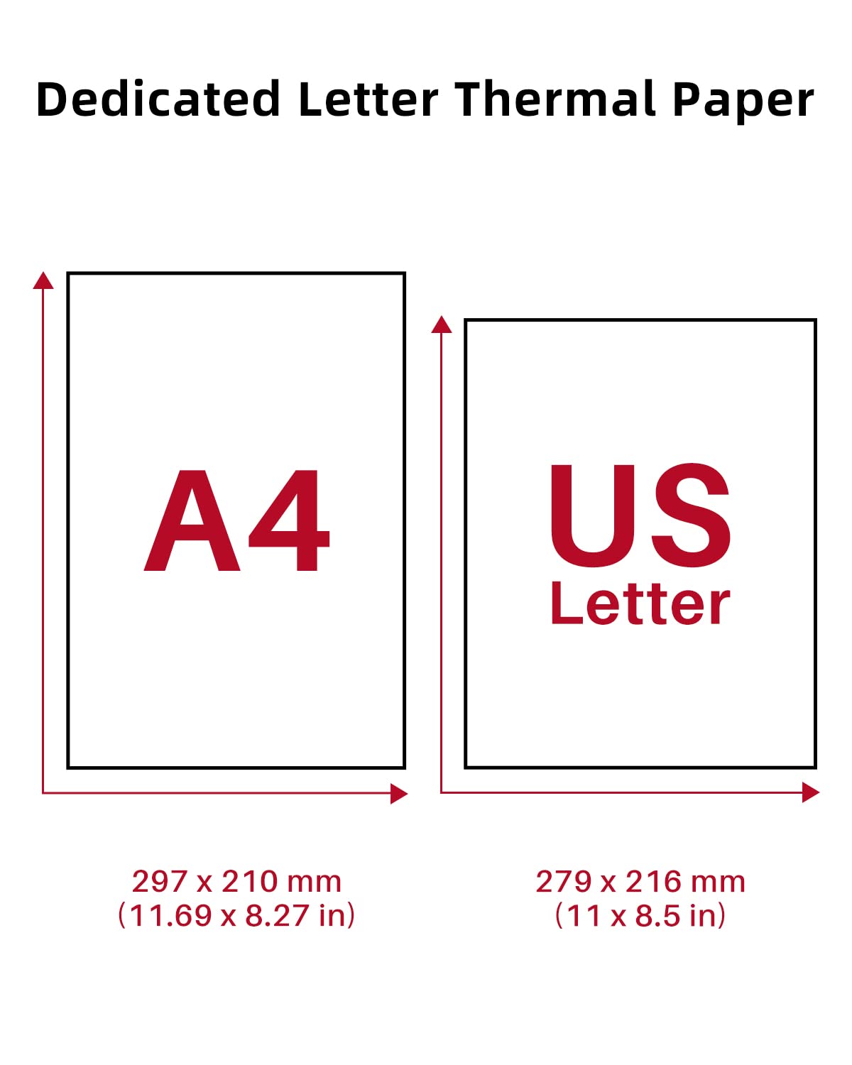 Phomemo US Letter Thermal Printer Paper, Advanced Thermal Printing, Phomemo Thermal Paper Compatible with COLORWING M08F-Letter, MT800/MT800Q Portable Printer, 8.5'' x 11'', 200 Sheets