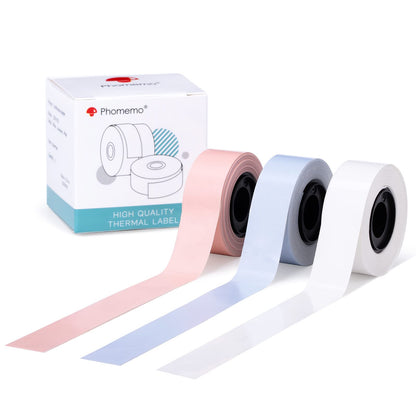 Phomemo ¨¦tiquettes Continues Multicolores Compatibles avec les ¨¦tiqueteuse Bluetooth Phomemo D30, Q30S, Q31, ¨¦tiquettes Adh¨¦sives Thermiques 15mm ¡Á 6m, Blanc/Rose/Violet, Trois Rouleaux par Bo?te