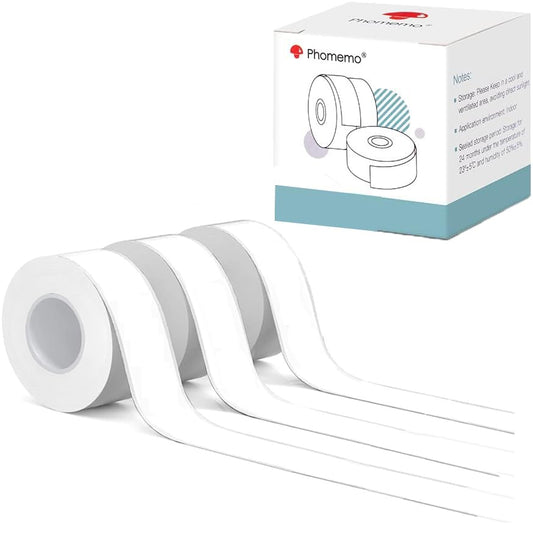 Phomemo 3 Roll D30/D35 Adhesive White Continuous Thermal Label Paper 1/2 in X 20 Ft (15mm X 6m) Black on White, for Phomemo D30/D35 Label Maker for Home Office School Organization, Gift for Decoration