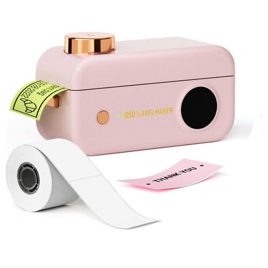 Label Maker Machine- Phomemo D50 Mini Label Maker with Cutter Thermal Label Printer for 3/4'' to 7/8'' Tape, Labeler for Home Organization, School, Office, Gift, Support iOS & Android