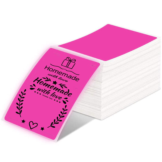 Phomemo 4x6 Thermal Label Printer Paper - 500 PCS Rose Red 4''x6'' Fan-Fold Labels Shipping Supplies Labels - Water/Oilproof Label Stickers - Permanent Adhesive Mailing Labels Paper for Thermal Printer