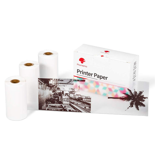 Phomemo Transparent Paper for T02 M02 M02X M02S M02PRO M02L Mini Sticker Printer, Compatible with M03 M03AS M04S M04AS M832 M833 Portable Thermal Printer, 53mm x 3.5m, 3 Rolls