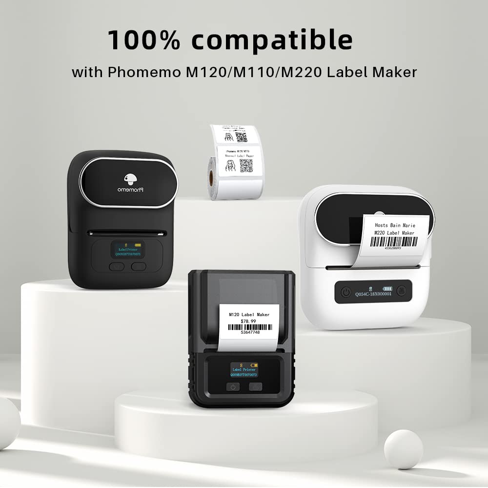 690 pcs M110/M220/M120/M200/M221 Thermal Paper 1.57'' x 1.18''(40x30mm), Phomemo Label Maker Tape, Multipurpose Barcode Labels, 230Labels/Roll, Black on White
