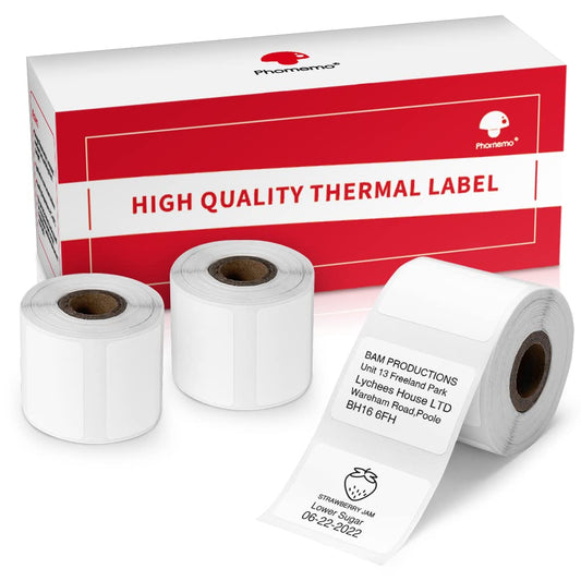 960 pcs Thermal Sticker Barcode Label Paper, Phomemo Multi-Purpose Self-Adhesive Tag for M110/M110S/M120/M200/M220 Label Maker Machine, 1.18'' x 0.78''(30X 20mm), 320 Labels/Roll, Black on White