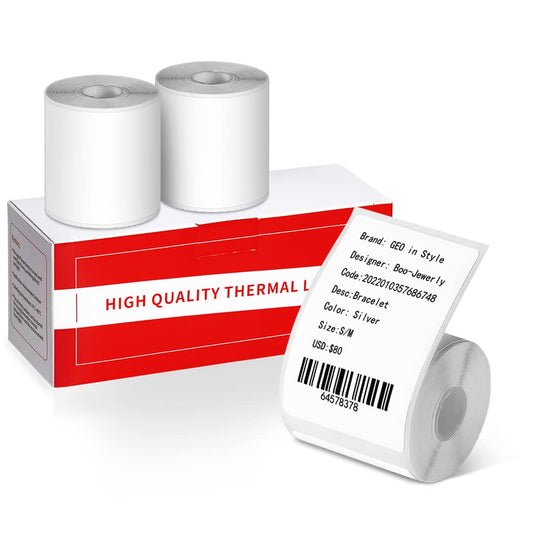 Phomemo 3 Rolls M120/M220/M110 Thermal Label Paper 1.57'' x 2.36'' (40x60mm), Square Self-Adhesive Barcode&Address Label,130 Labels/Roll, Black on White