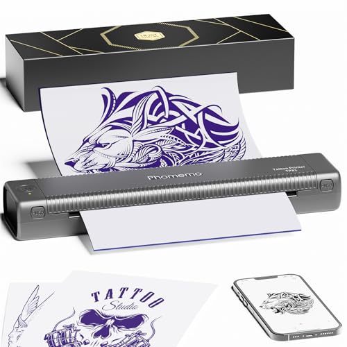Phomemo Nueva Termocopiadora Tattoo TP81, Impresora Termica Tatuajes Compatible con Smartphone y PC, Impresora Tattoo para Tatuajes DIY con 10 Piezas de Papel de Transferencia de Tatuajes, Gris