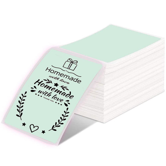 Phomemo 4x6 Thermal Label Printer Paper - 500 PCS 4''x6'' Fan-Fold Labels Green Shipping Supplies Labels - Water/Oilproof Label Stickers - Permanent Adhesive 4x6 Thermal Printer Labels Paper for Printer
