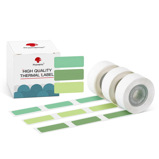 Phomemo D30 Label Machine Tape, Compatible with D30 Label Printer, Thermal Waterproof Labels, 12 mm x 30 mm, 3 Rolls, Green