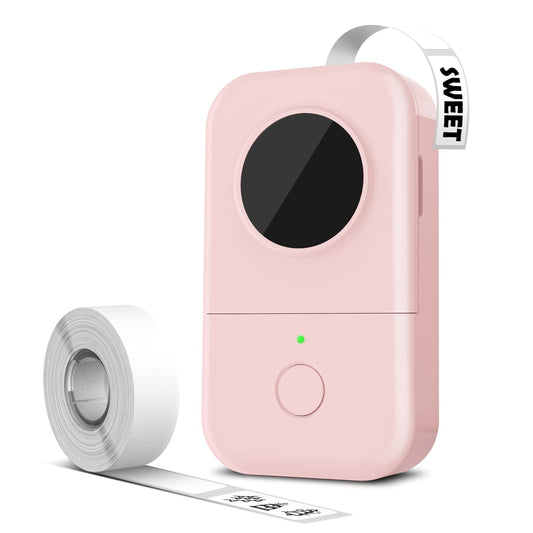 Phomemo Bluetooth Mini Label Printer, D30 Label Maker Machine with Tape for Storage, Barcode, Address Labeler, Wireless Thermal Label Makers with Multiple Templates for Organizing Office Home, Pink