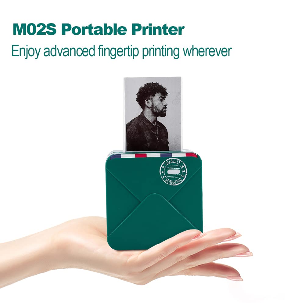 M02S Mini Termal Yaz?c? Seti - Kablosuz Bluetooth Ta??nabilir 300dpi HD Bask?, ?arj Edilebilir Pil ile, G¨¹nl¨¹k Organizasyon Foto?raflar? i?in uygundur, Phomemo iPhone ve Android ile uyumludur, Cam G?be?i