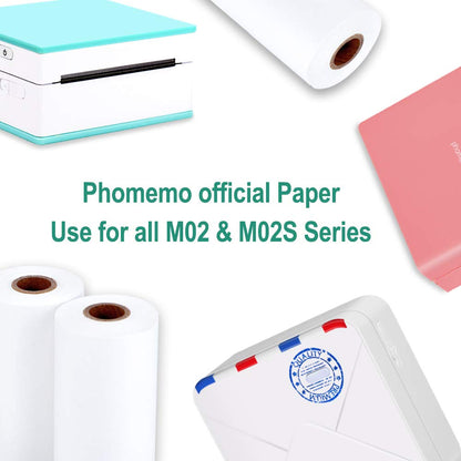 Phomemo Thermal Paper Non-Adhesive Black Print on Yellow Blue Pink Paper for Phomemo M02 M02S M02 Pro Printer, 2.08 Inch x 26.2 Feet (53mm x 8m) for Photos, Planner, Note, Scrapbooking, 3 Roll