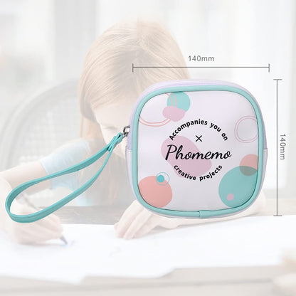 Phomemo Sac Compatible avec Les Imprimantes T02, M02, M02Pro, M02S, M02X, M02L, Les étiqueteuses D30, Q30, Q31, Q30S, Sac en Cuir PU Blanc, imperméable et Résistant aux Rayures
