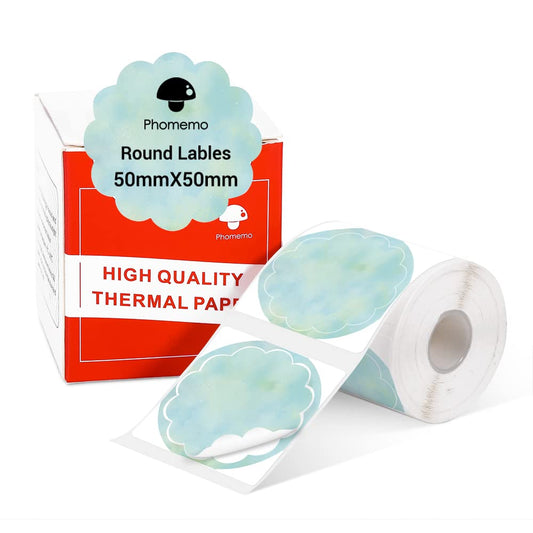 Phomemo - Étiquettes rondes ondulées pour M110/M120/M200/M220/M221 - Étiquettes thermiques pour prix, nom, adresse, logo, code-barres - 50 mm x 50 mm - Dégradé vert (1 rouleau de 140 étiquettes)