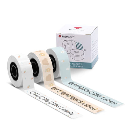 Endlosetiketten f¨¹r Phomemo D30/Q31/Q30S/Q30, Gemusterten Klebeetiketten 15mmx6m, BPA freie Aufkleber, etiketten endlos Kompatibel mit Colorwing Q30 Bluetooth Labelmaker- 3 Rollen