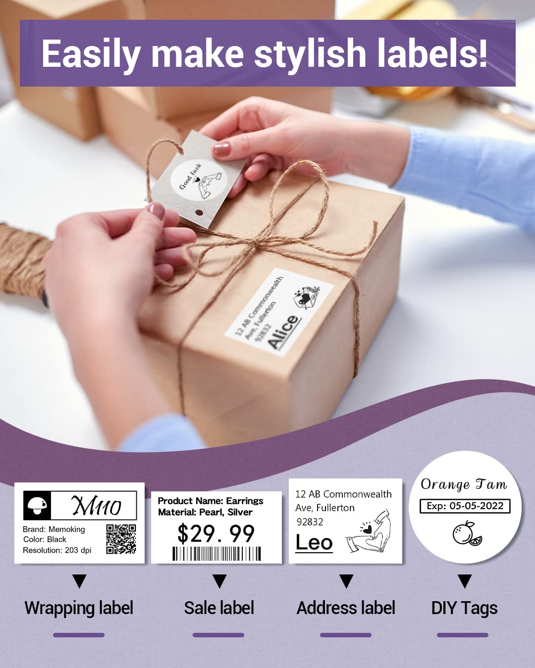 Label Maker - Phomemo-M110 Portable Bluetooth Thermal Mini Label Printer Machine, Sticker Maker, Barcode Printer, Apply to Labeling, Office, Cable, Retail, Compatible with Android & iOS System¡­