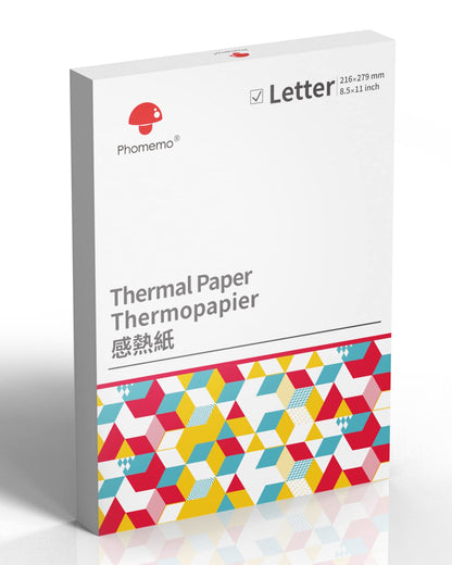 Phomemo US Letter Thermal Printer Paper, Advanced Thermal Printing, Phomemo Thermal Paper Compatible with COLORWING M08F-Letter, M832, M834, MT800/MT800Q Portable Printer, 8.5'' x 11'', 200 Sheets