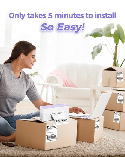 Phomemo Thermal Label Printer for Packages - 4x6 Shipping Label Printer for Small Business - Barcode Label Printer Address Label Printer for Phone&PAD&PC, Purple