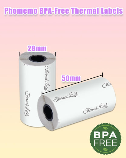 Phomemo Thermal Sticker Paper, Colorful Self-Adhesive Printer Paper Compatible With Phomemo M02/M02S/T02/M832, White/Transparent Gold Glitter/Transparent White Glitter, 50mm x 3.5m, 3 Rolls