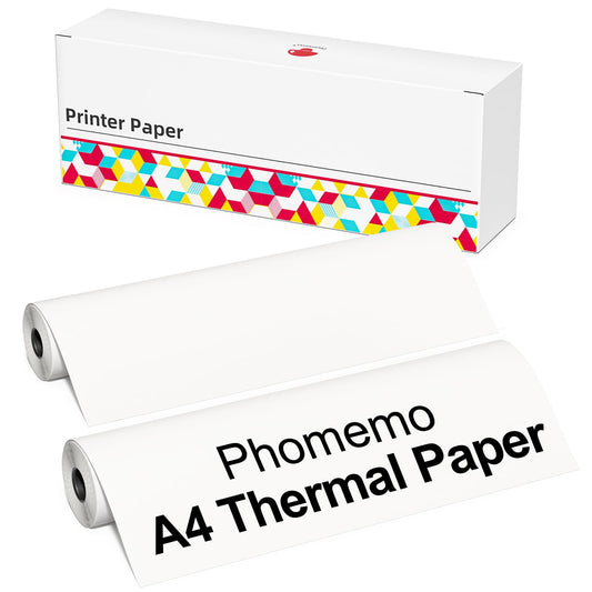 Phomemo 2 rollos de papel para impresora t¨¦rmica ¨C Papel tama?o carta A4 210 mm x 6,5 m (8,27 x 256 pulgadas), compatible con Phomemo M08/P831/M832/M833/M834 Impresora port¨¢til A4, para viajes, hogar