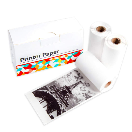 Phomemo Printer Paper Self-Adhesive Thermal Sticker Paper Black on Matt Clear Printable Tape for Phomemo M02 M02S M02 Pro Printer 1.97 Inch x 11.48 Feet (50mm x 3.5m) for Picture Planner Journal