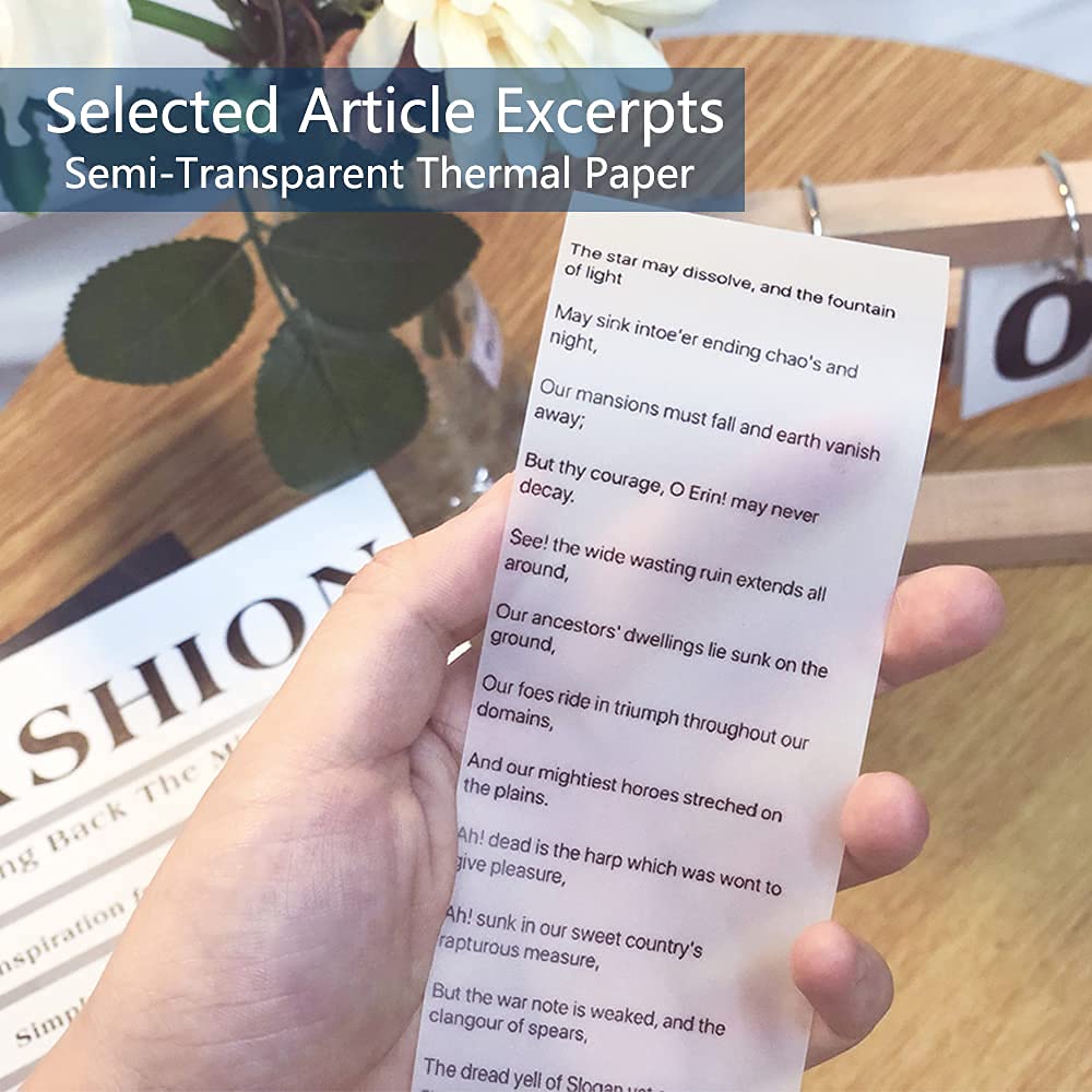 Phomemo Semi-Transparent Sticker Thermal Paper, Self-Adhesive for for Phomemo-M02/M02S Mini Bluetooth Pocket Printer,53mm x 2.5m, Diameter 30mm, 3 Rolls