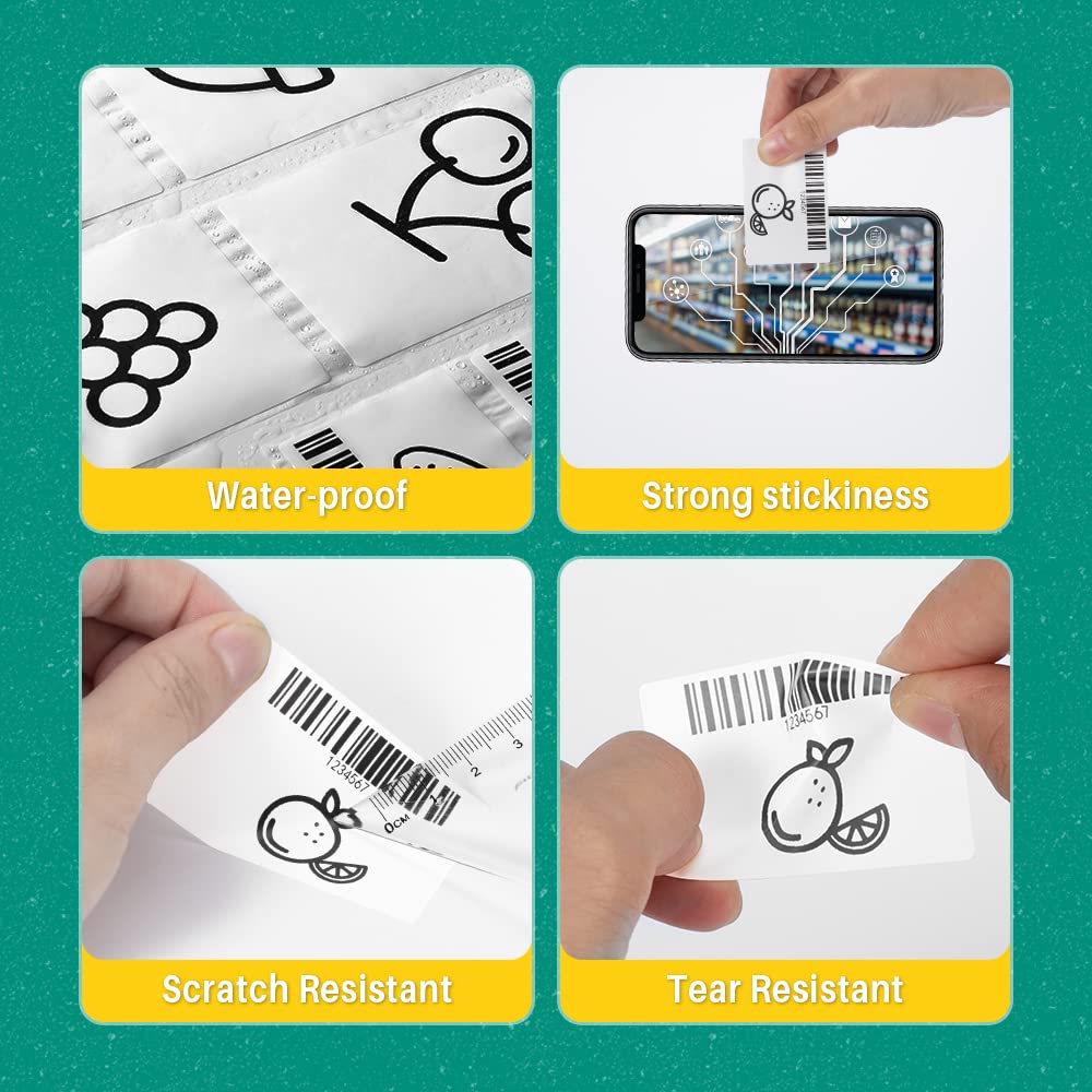 Phomemo 3 Rolls M120/M220/M110 Thermal Label Paper 1.57'' x 2.36'' (40x60mm), Square Self-Adhesive Barcode&Address Label,130 Labels/Roll, Black on White