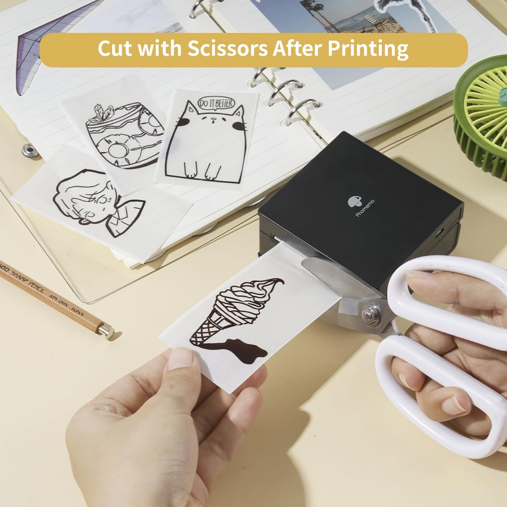 Phomemo Printer Paper - M02/M02Pro/M02S/M03/M03AS/M04S/M04AS Mini Sticker, Printer Paper, Transparent/Silver Glitter/White Paper with 53mm x 3.5m Adhesive Decal Paper, 3 Rolls