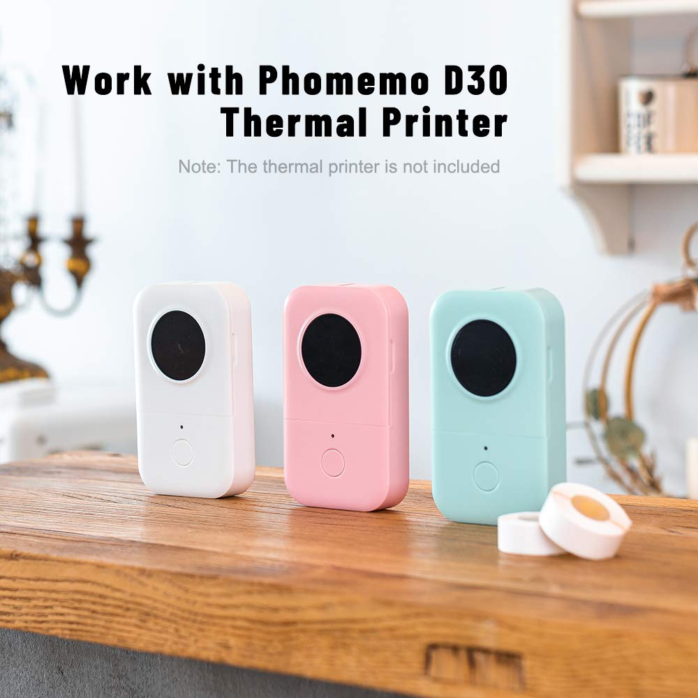 Compatible with Phomemo D30 Printer Paper Black on White Sticker Thermal Paper Self-Adhesive Label Tape, 12 x 50mm ( 3/8 x 17/8'') 130 Tapes/Roll, 3-Roll