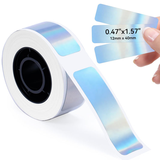 Phomemo D30 1 Roll Adhesive Reflective Label Paper 1/2'' X 1 1/2'' (12mm X 40mm) for Phomemo D30/D35 Label Maker, for School Home Office Organization, File Folder Labels