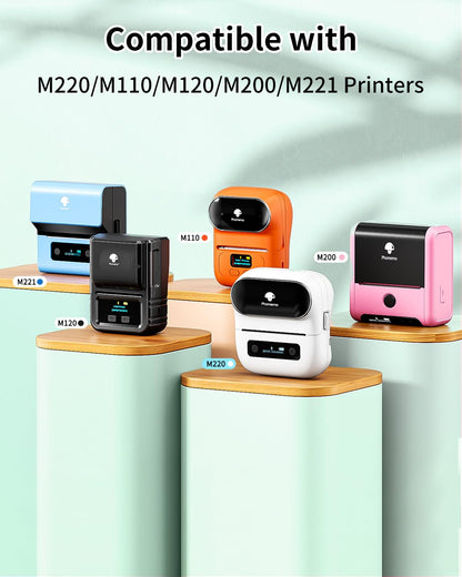 Phomemo Etiquettes Thermiques Ronde pour Imprimante Etiquette M110/M220/M221/M120/M200, 50x50mm Etiquettes Thermiques Circulaires en Couleur pour Code-barres,Logo, Cadeau, Bénédiction,Vert Ciel Étoilé