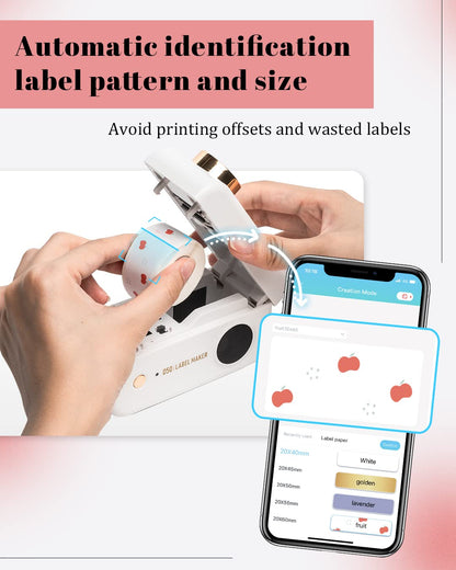 Phomemo Label Maker -Phomemo D50 Mini Label Makers Portable Bluetooth Label Maker Machine,16-24mm Print Width for Organization,Office,Home, USB Rechargeable,Support iOS & Android