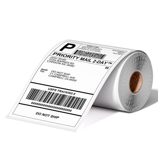 Phomemo 4x6 Thermal Direct Shipping Label, 4''x 6'' Roll Labels, Compatible with Rollo, MUNBYN, Zebra, Fargo Label Printer, 1 Pack of 250 Labels