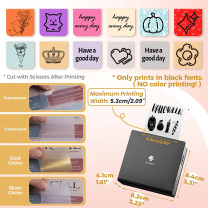 Impresora fotogr¨¢fica port¨¢til M02, Juego de 3 Rollos de Papel incluidos, Impresora t¨¦rmica de Bolsillo, peque?a Impresora de Recibos Bluetooth, Compatible con Android, iPhone y iPad para ni?os,Negro