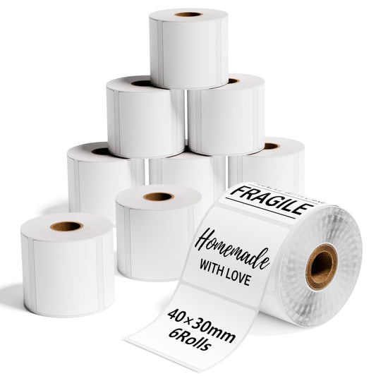 Phomemo 9 Rolls M110 Labels Thermal Label Sheets M110 / M220 / M221 / M120 / M200 Multifunctional Labels, 9 Rolls 40 x 30 mm (1.57 x 1.18 inch), 230 Labels/Roll, 9 Roll Labels