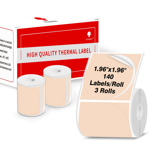 Phomemo 3 Rotoli Etichette Rotonde Per Stampante M110/M221/M220/M120/M200, 50 X 50mm Etichetta Circolare Rotonda Per Etichette, Adatto Per Ufficio, Famiglia, Scuola, Nome, 140 Etichette/Rotolo, Cachi