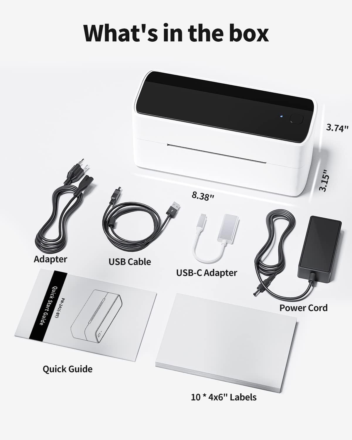 Phomemo Stampante Etichette Adesive Bluetooth, PM241BT Stampante Termica Etichette 4x6 per Mac/PC, Stampante Termica per Amazon, Etsy, Shopify, Royal Mail, DHL, FedEx, UPS