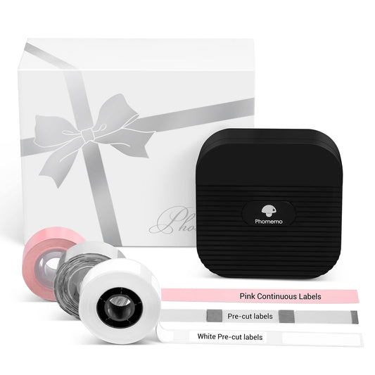 Phomemo Q31 Coffret Cadeau Imprimante d'¨¦tiquettes Bluetooth, Mini ¨¦tiqueteuse pour iOS et Android, ¨¦tiqueteuse Auto-adh¨¦sive pour la Maison et Le Bureau avec 3 Rouleaux d'¨¦tiquettes