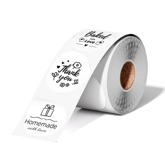 Phomemo 2x2 White Circle Thermal Direct Shipping Label, 2''x 2'' Roll Labels, Thermal Sticker Label For Logo, Package, DIY Design, Address, 1 Pack 750 Labels