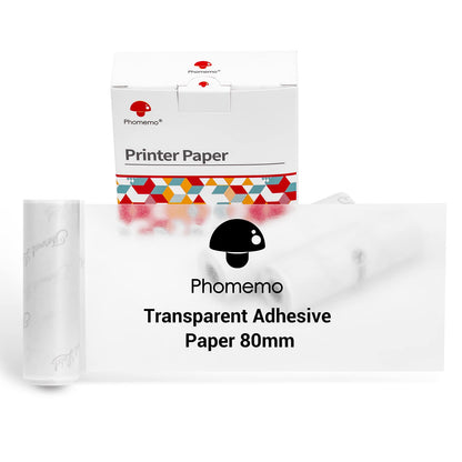 Phomemo Transparent Adhesive Thermal Sticker Paper Printer Paper 77mm, Compatible With Phomemo M03/M03AS/M04S/M04AS Sticky Note Printer, Black Text, 3 Rolls, Suitable For Notes, List, Pattern, Sticker