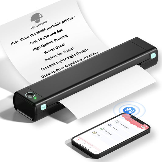 Phomemo Portable Printer Wireless for Travel, M08F Thermal Printer for Home Use Bluetooth Inkless Printer Support 8.5'' X 11'' Thermal Paper, Compact Printer Compatible with Android iOS Phone & Laptop